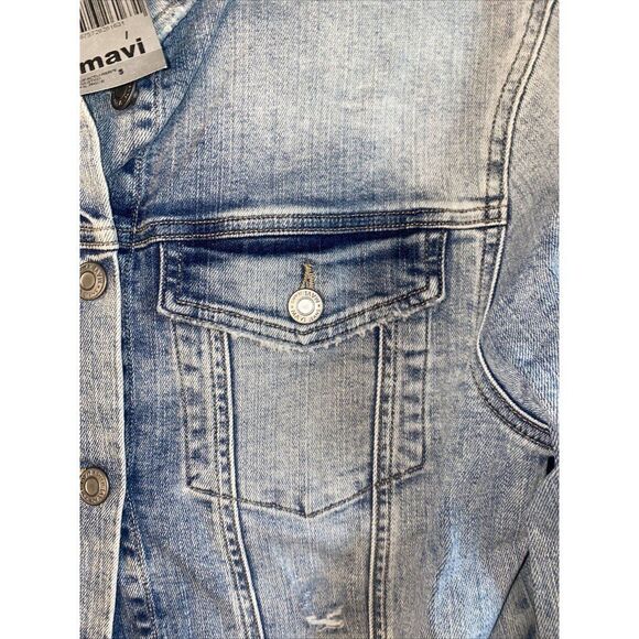 NEW MAVI jean jacket distress Women JILL punk rock y2k 90s grunge L western - Picture 3 of 10